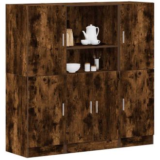 vidaXL Vidaxl - Set De Muebles De Cocina 3 Pzas Madera Ingenier&iacute;a Roble Ahumado