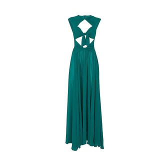 Raquel Diniz Gowns, female, Green, Size: M Abito lungo in seta Dettaglio cut-out
