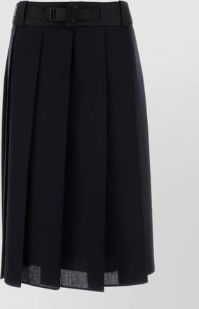 Prada wool skirt with belted waist and pleats