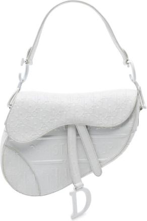 Dior Pre-owned Dior Oblique Embossed Calfskin Saddle Bag Ladies 09-MA-0210