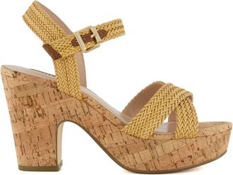Dune London Ladies JILLYS Braid-Strap Cork-Platform Sandals Size UK 8 Block Heel Heeled Sandals