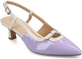 Journee Collection Padma Slingback Kitten Heel Pump - Wide Width Available in Lilac Patent at Nordstrom Rack, Size 7.5