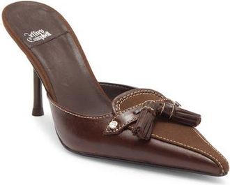 Jeffrey Campbell Claypool Pointed Toe Tassel Loafer Mule in Coffee Combo at Nordstrom, Size 5.5