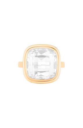 Goshwara Manhattan Cushion Cut Blue Topaz Cocktail Ring in White at Nordstrom, Size 7