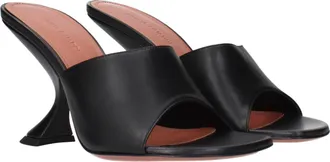 Amina Muaddi Womens Sculptural Heel Leather Sandal Black
