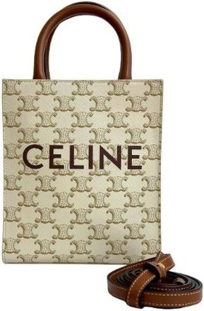 Celine Pre-owned Tote Bags, female, White, Size: ONE SIZE Pre-owned Vertical Cabas Leather 2way Bag