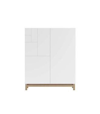 HERDASA Herdasa - Recibidor Zapatero Modelo 515 Acabado Roble Claro/blanco, 90x112x27 (ancho X Alto X Fondo)