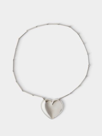 Mahnaz Collection Vintage 1960 Hermann Siersbøl Danish Sterling Silver Heart Pendant Necklace