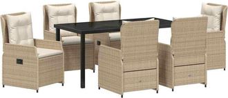 vidaXL Conjunto De Comedor De Jard&iacute;n 7 Pcs Beige Rat&aacute;n Sint&eacute;tico Vidaxl