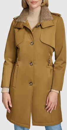 Andrew Marc Teagan Trench Coat with Faux Shearling Trim in Brass at Nordstrom Rack, Size X-Large
