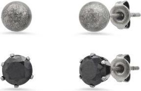 Steeltime Mens Set of 2 Assorted Stud Earrings in Black at Nordstrom Rack