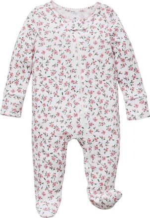 Petite Plume Pink Floral Pointelle Footie Romper at Nordstrom, Size 6-9M