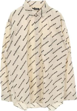 Balenciaga 2010s logo button-down shirt - Neutrals