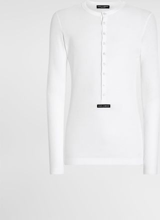 Dolce & Gabbana Serafino T-shirt In Ribbed Cotton - Man T-shirts And Polos White 46