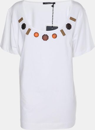 Marina Rinaldi Marina Sport By Marina Rinaldi White Jersey Embellished T-Shirt
