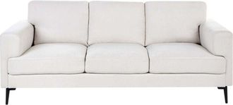 Beliani 3 Seater Sofa Light Beige Fabric Upholstery Iron Legs Minimalistic Mid Cenutry Modern Style LOUSTO