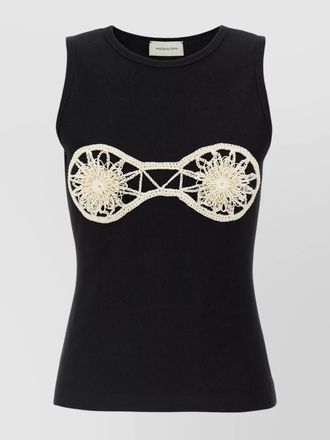 Magda Butrym ribbed sleeveless crochet detail top