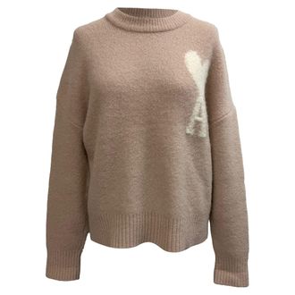Ami Paris Cloudy Ami de Caur Sweater in Pink Wool