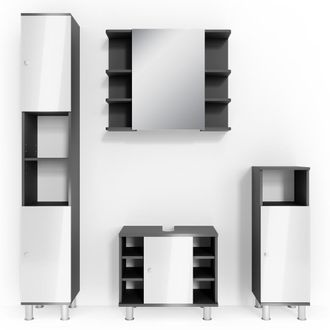 Vicco Conjunto De Muebles De Ba&ntilde;o Fynn, Antracita, 4 Piezas