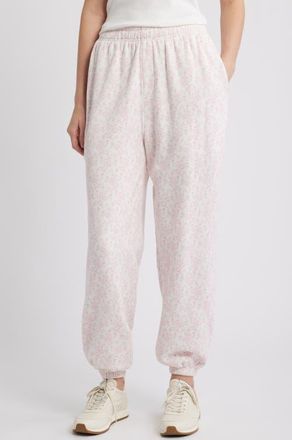 LoveShackFancy Lillia Ribbon Print Sweatpants in Chantilly at Nordstrom, Size Xx-Small