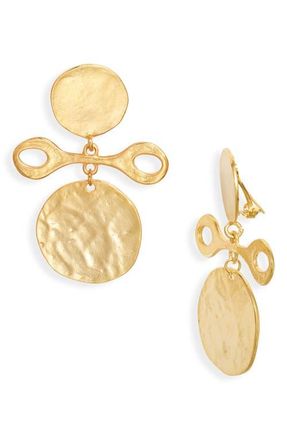 Kenneth Jay Lane Hammered Drop Earrings in Satin Gold at Nordstrom