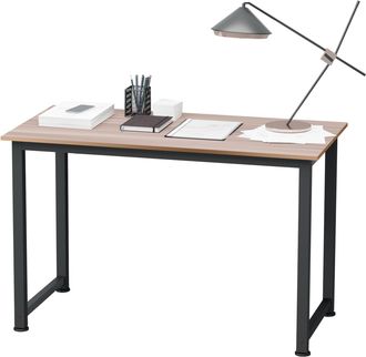OEM Mesa De Escritorio Con Marco De Acero Y Patas Ajustables Mesa De Estudio Para Oficina Hogar 120x60x76 Cm Negro Y Natural