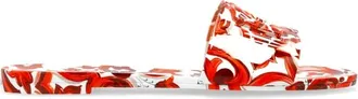 Dolce & Gabbana Schoenen, Dames, Oranje, 38 EU, Slippers met Majolica-print van Rubber