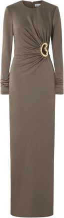 Rebecca Vallance Mischa Lange Mouwen Maxi Jurk - Dames - Maxi kleedjes - Bruin - 2XS - Polyester - Kleedjes