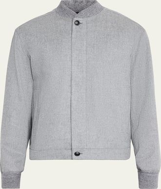 Ermenegildo Zegna Mens Cashmere Concealed-Zip Blouson Jacket