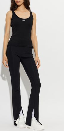 Off-white Ribbed Top With Embroidered Logo, Womens, Black