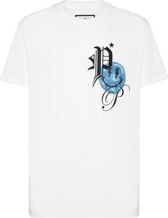 Philipp Plein T-Shirt Round Neck Smile - Heren - T-shirts - Wit - 2XL - Katoen - Tops