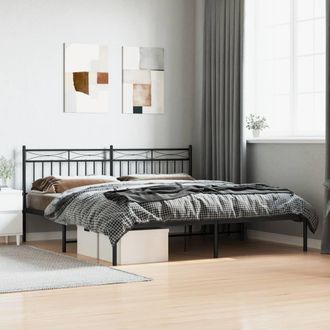 Berkfield Home Metal Bed Frame with Headboard Black 183x213 cm