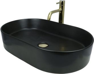 OEM Lavabo Sobre Encimera Gtm Design 61 Cm - Lavabo Moderno Mate Sin Orificio Para Grifer&iacute;a - Elegante Lavabo Sobre Encimera Ovalado Para Ba&ntilde;os Y Aseos De