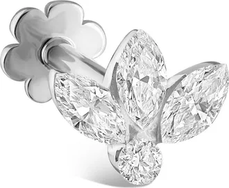 Maria Tash Invisible Diamond Lotus Threaded Stud Earring in White Gold at Nordstrom, Size 3