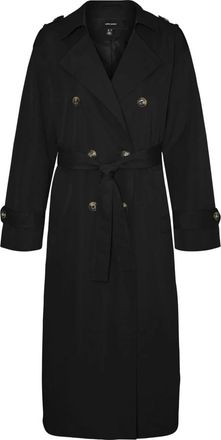 Vero Moda Trench Coats, female, Black, Size: XL Black Buttoned Jacket - Polyester Women