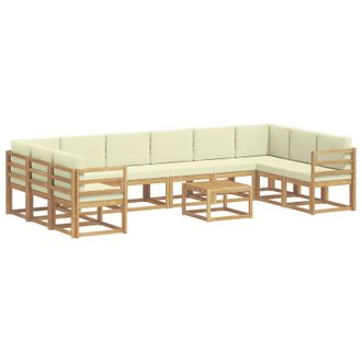 vidaXL Conjunto De Sof&aacute;s De Exterior 11 Uds. Blanco Y Crema Vidaxl
