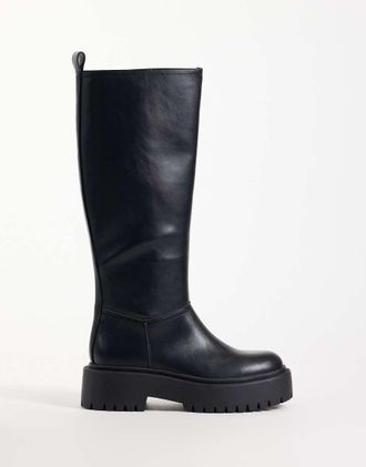 Asos Carys stivali al ginocchio chunky neri-Nero