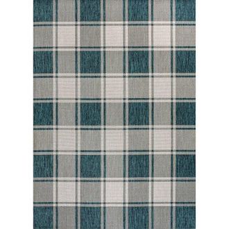 Jonathan Y Designs Sabine Traditional Farmhouse Bold Gingham Indoor/Outdoor Area Rug in Turquoise/cream at Nordstrom, Size 5Ft 0In X 8Ft 0In