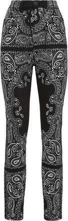 Philipp Plein Denim Super High Waist Jegging Paisley Bandana - Dames - Leggings - Zwart - W26 - Denim - Broeken