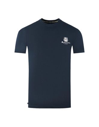 Aquascutum Mens Aquascutum London Aldis Brand Logo On Chest Navy Blue T-Shirt - Size: 36