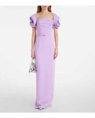 Oscar De La Renta Rosette Gown In Thistle