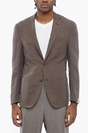 Corneliani CIRCLE Blazer Sfoderato in Lino e Seta cpm Tasche a Toppa Corneliani
