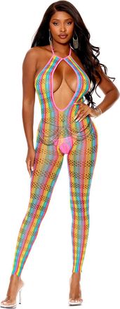 Elegant Moments Deep v Bodystocking - One Size - Multicolor