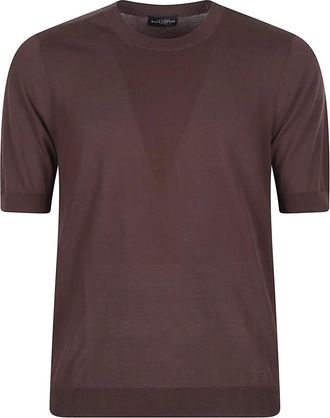 Ballantyne Korte Mouw Effen Trui - Heren - T-shirts - Bruin - XL - Tops