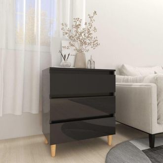vidaXL Aparador De Madera Contrachapada Negro Brillante 60x35x69 Cm Vidaxl