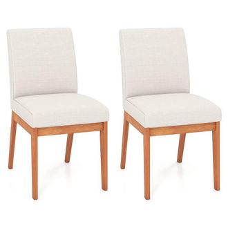 Costway Costway 2PCS Modern Kitchen Dining Chair Upholstered Armless Accent Chair in Beige