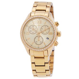 Timex Chronograph Quartz Crystal Gold Dial Ladies Watch TW2V57800