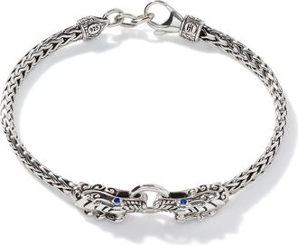 John Hardy Legends Naga Blue Sapphire Station Bracelet in Silver at Nordstrom, Size Medium