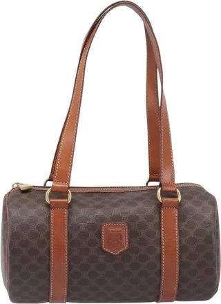Celine Vintage Macadam Canvas And Leather Brown Pvc Handbag (Pre-Owned)