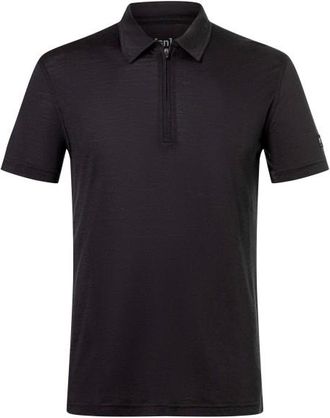 super.natural Zip Polo Merinoshirt f&uuml;r Herren | schwarz